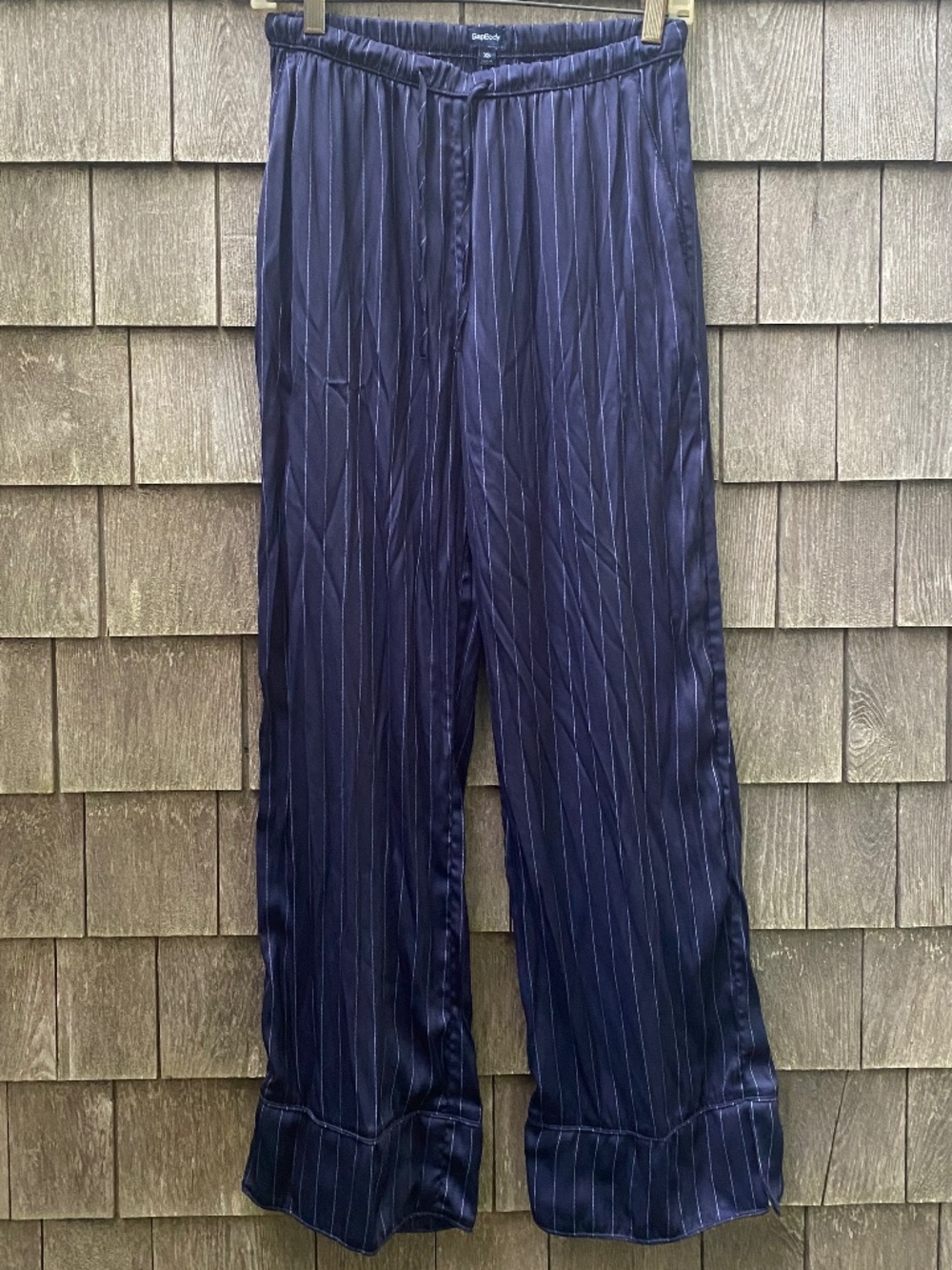 Womens Gap Body Navy Satin Pinstripe Lounge Pants Sz XS